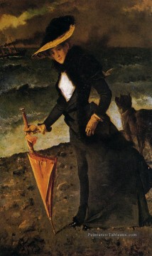  Alfred Peintre - Sur une promenade dame Peintre belge Alfred Stevens